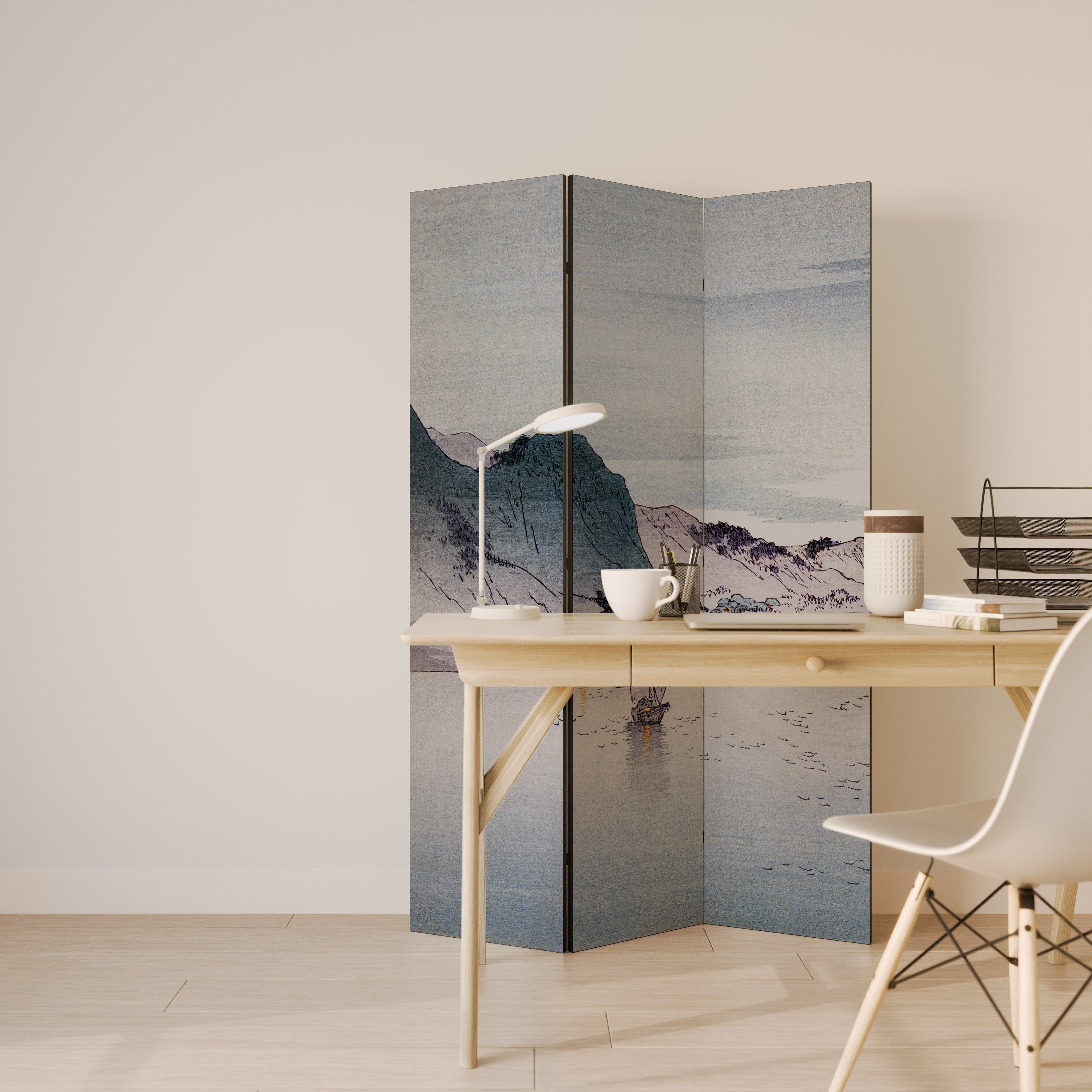 YĹŞGURE NO HANSEN Biombo Decorativo de 3 Painéis