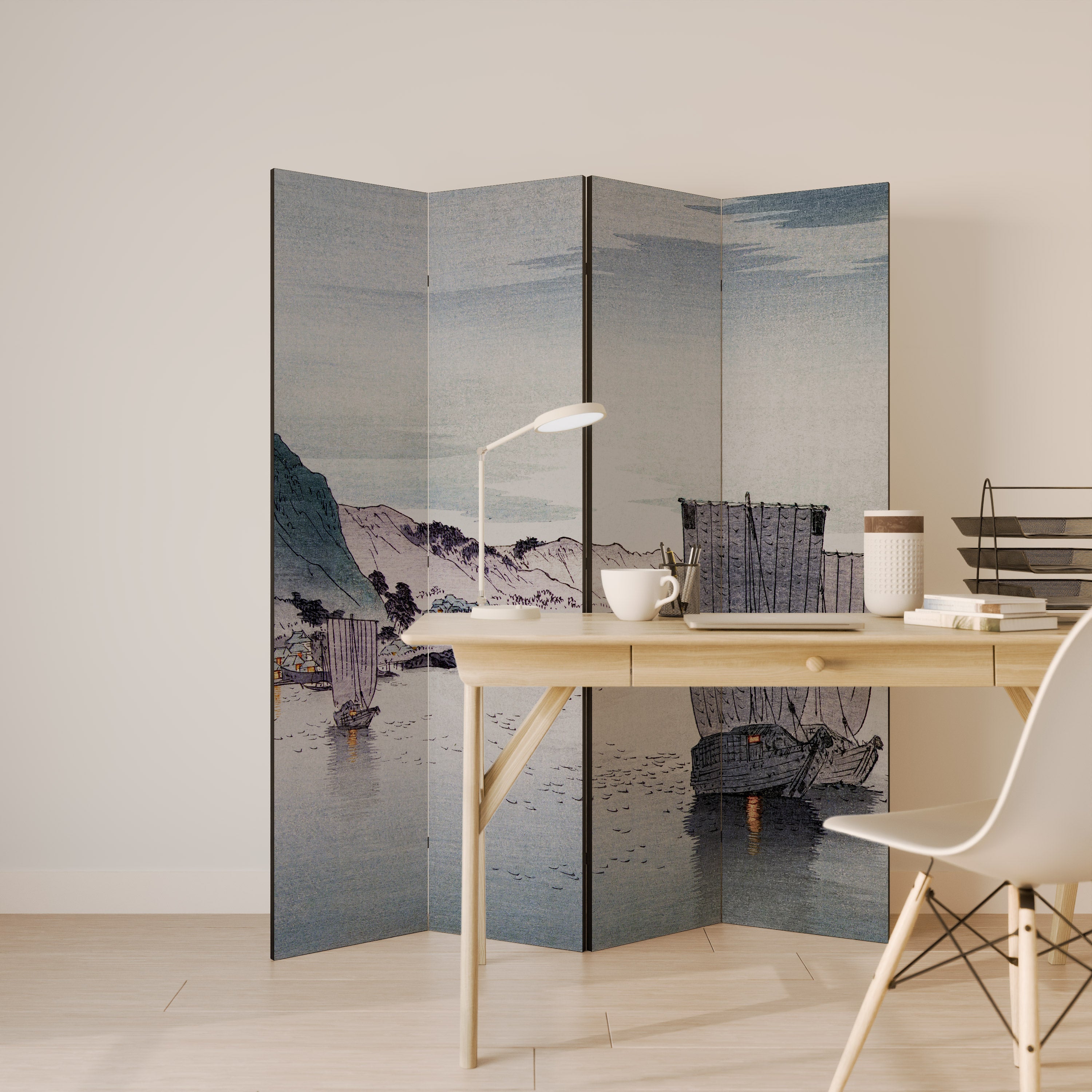 YĹŞGURE NO HANSEN Decorative 4-Panel Room Divider