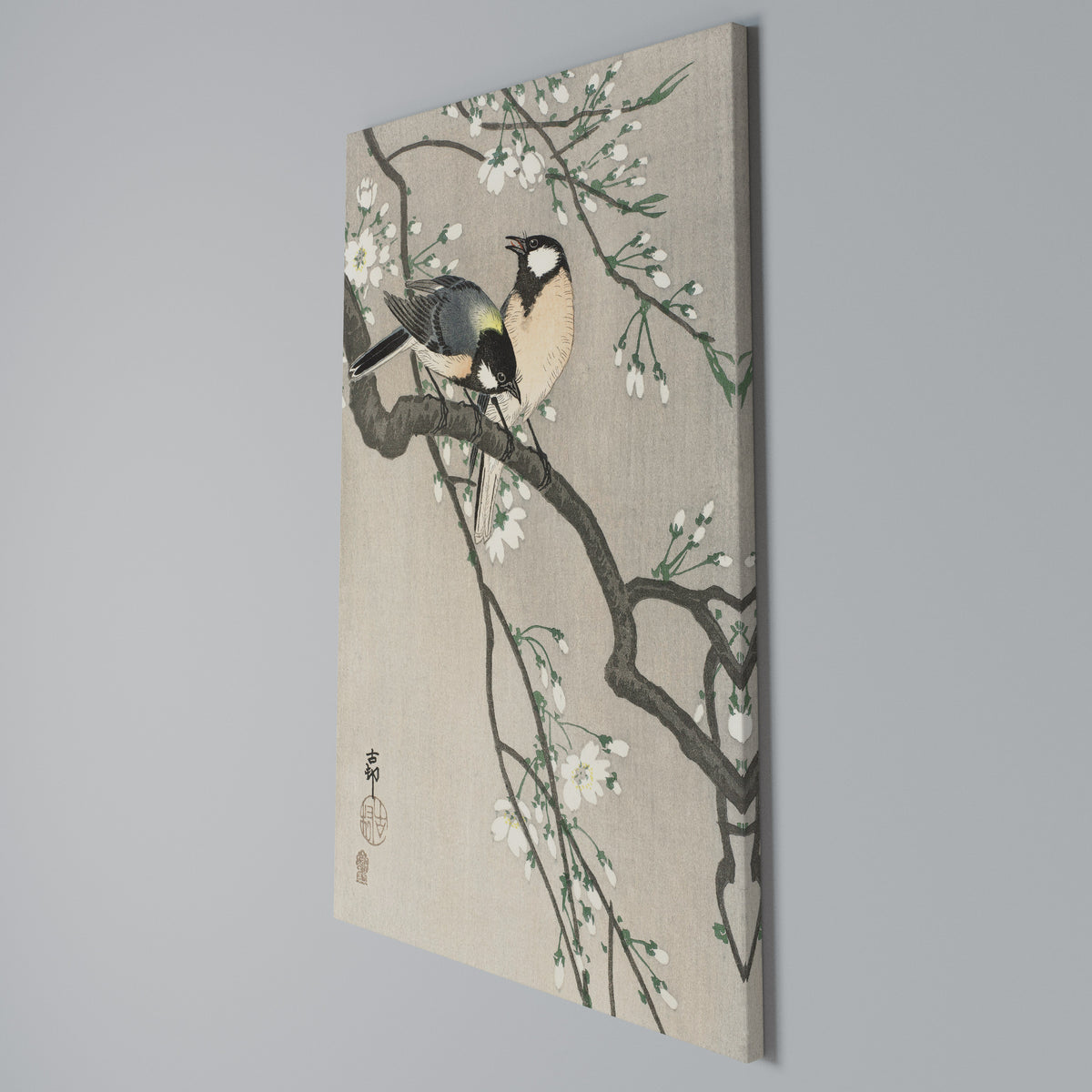 TITS ON CHERRY BRANCH Quadro em tela vertical