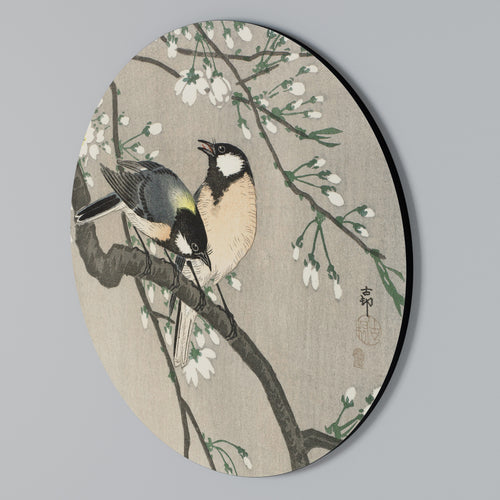 TITS ON CHERRY BRANCH Arte de Parede Redonda