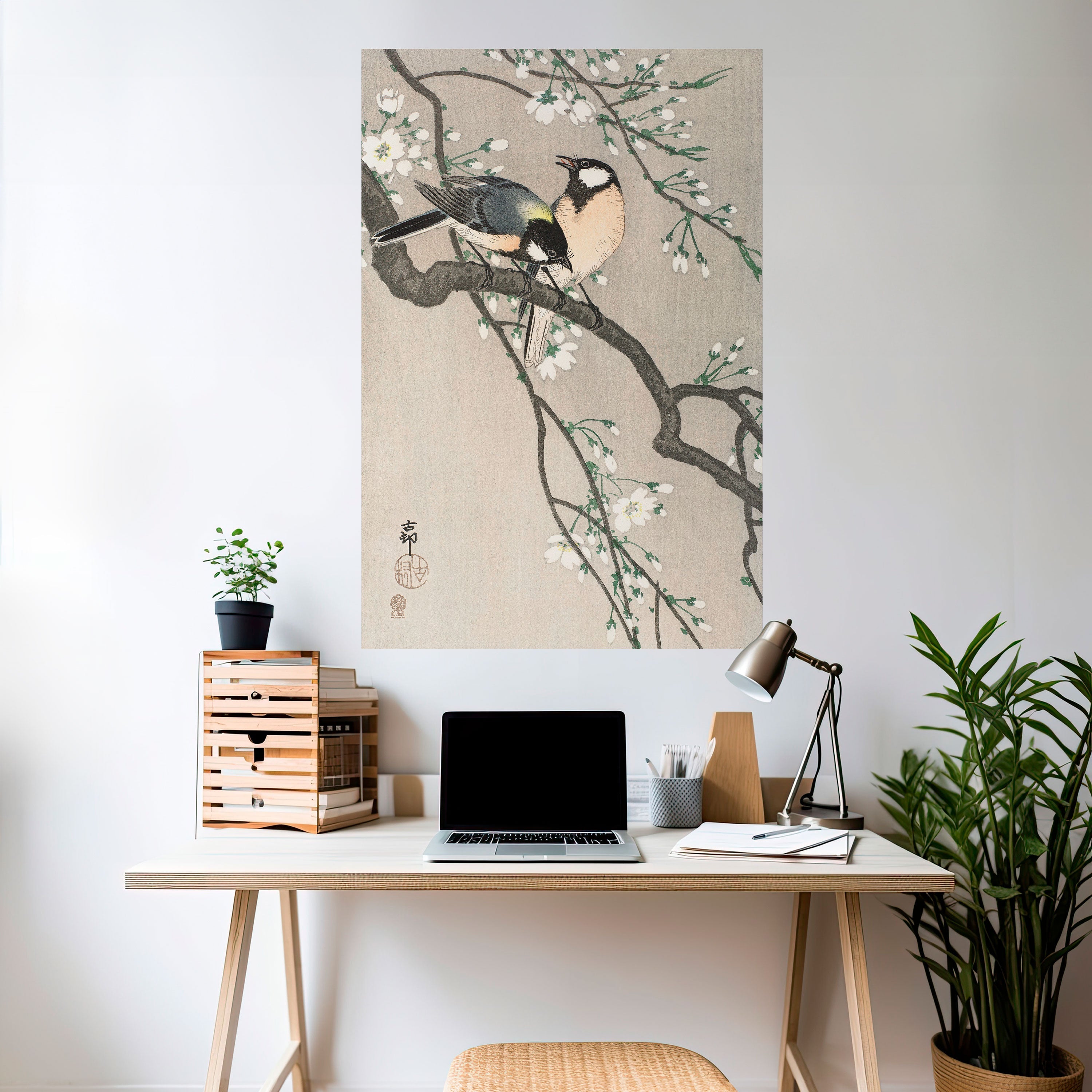 TITS ON CHERRY BRANCH Poster Vertical Autocolante