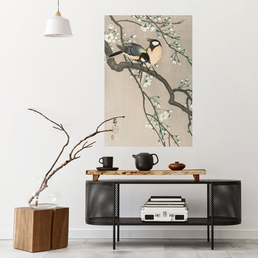 TITS ON CHERRY BRANCH Poster Vertical Autocolante