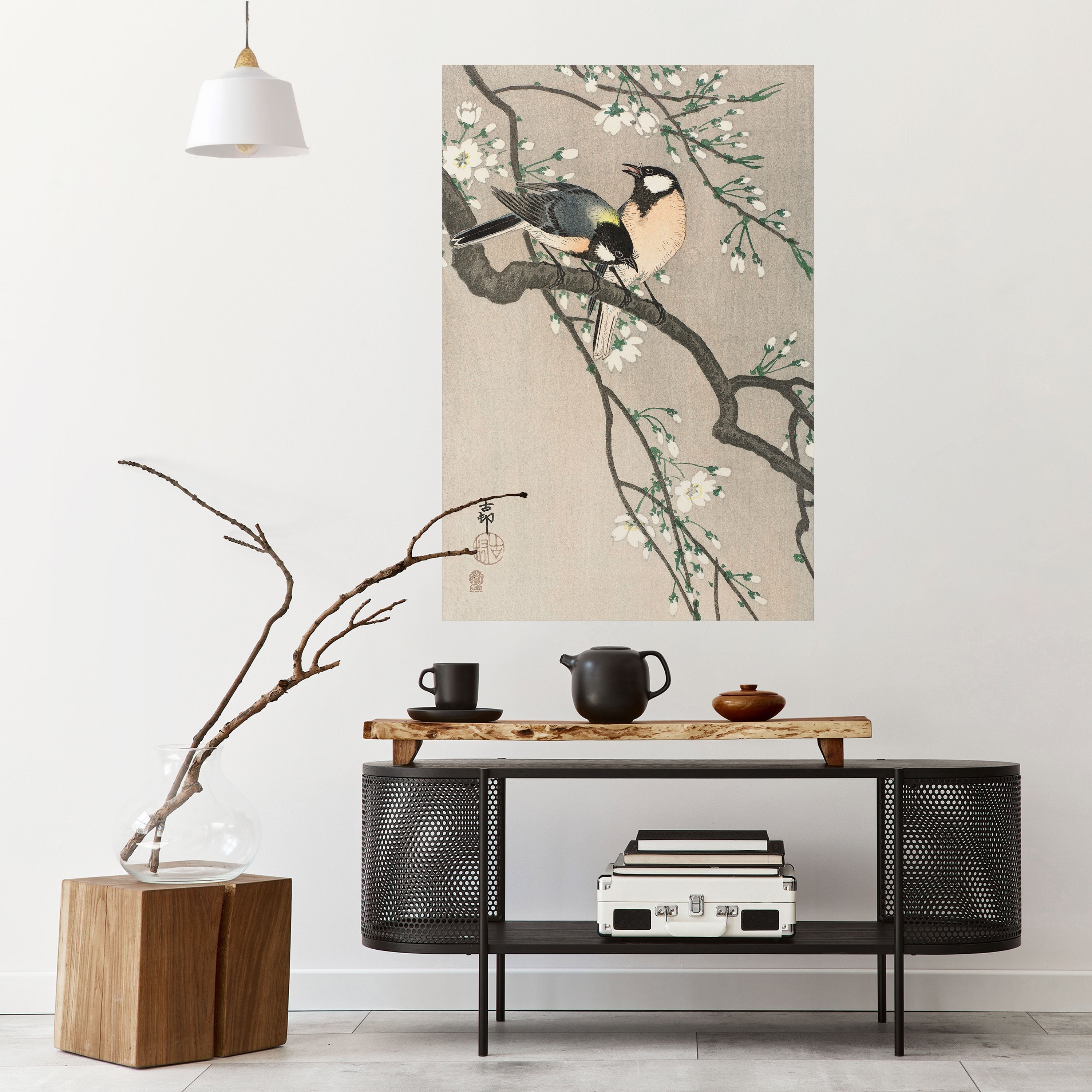 TITS ON CHERRY BRANCH Poster Vertical Autocolante