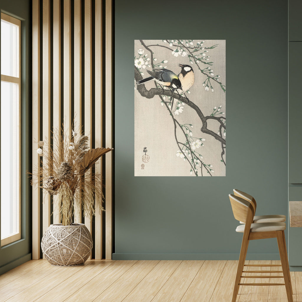 TITS ON CHERRY BRANCH Poster Vertical Autocolante