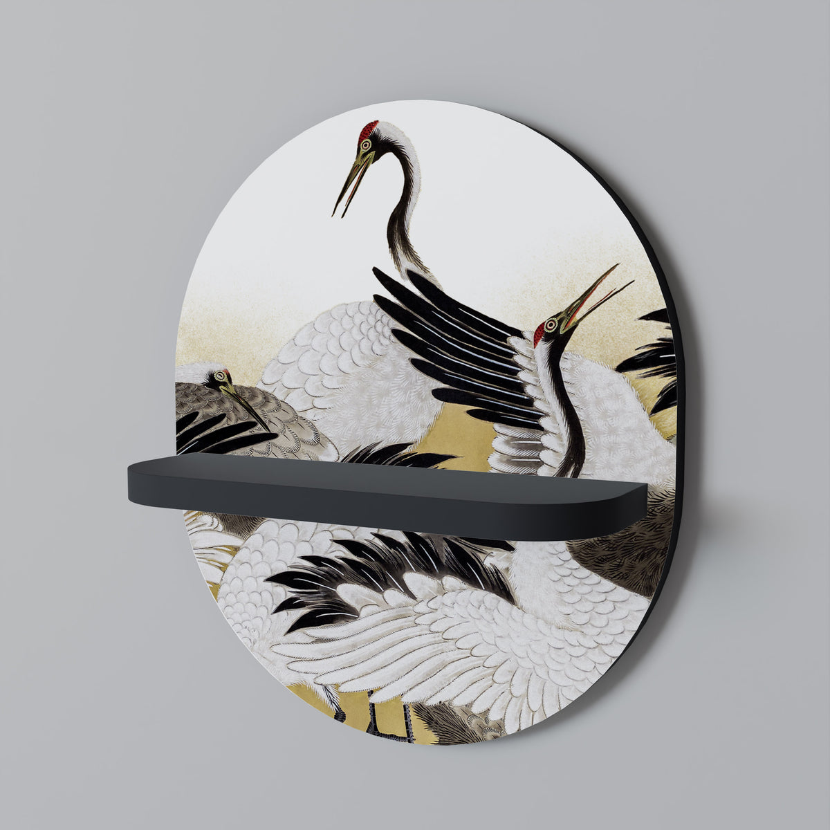 JAPANESE FLOCK OF CRANES Art Shelf