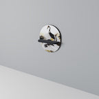 JAPANESE FLOCK OF CRANES Prateleira Oval Decorativa em Acabamento Preto