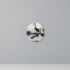JAPANESE FLOCK OF CRANES Prateleira Oval Decorativa em Acabamento Preto