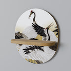 JAPANESE FLOCK OF CRANES Prateleira Oval Decorativa em Efeito Carvalho