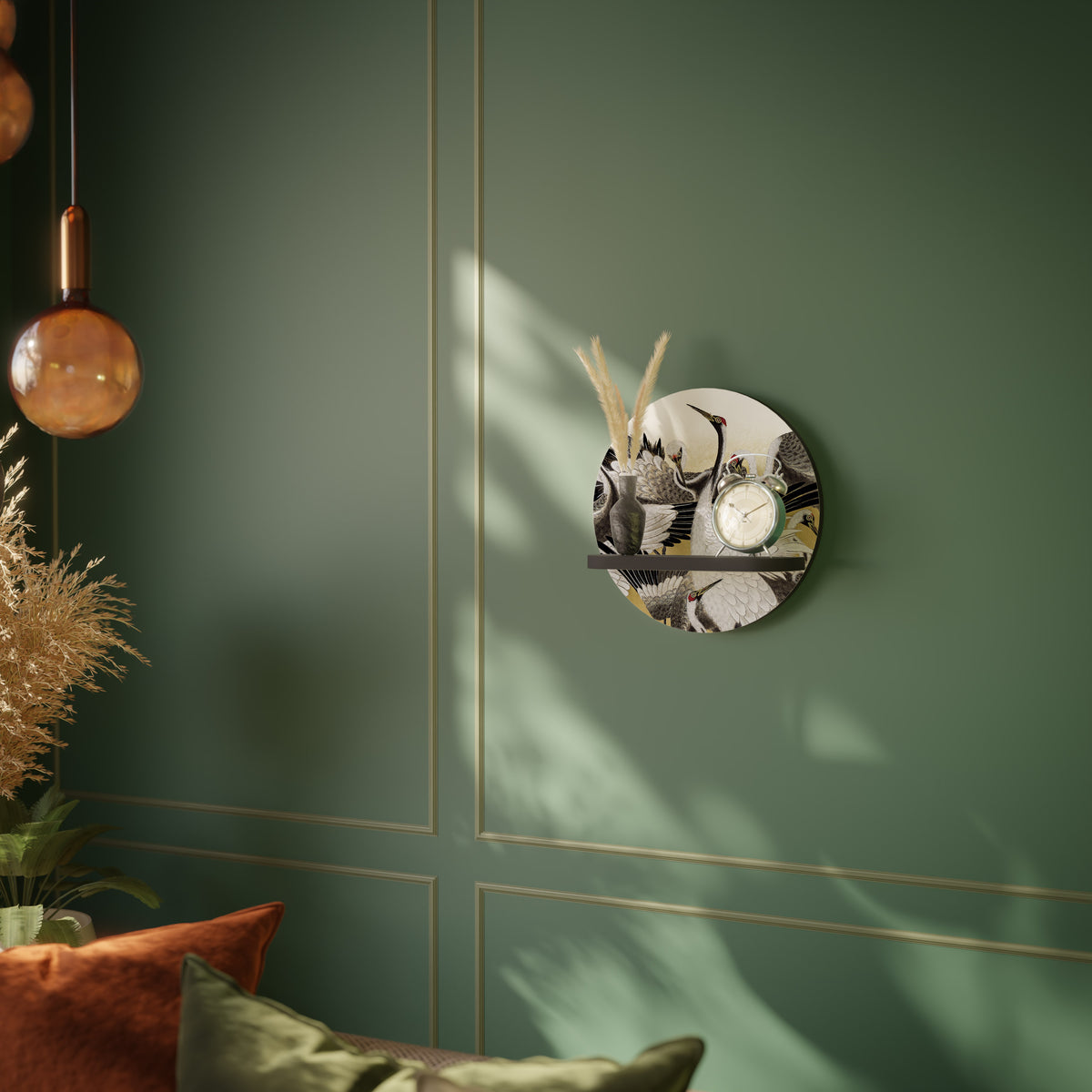 JAPANESE FLOCK OF CRANES Art Shelf