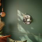 JAPANESE FLOCK OF CRANES Prateleira Redonda Decorativa em Acabamento Preto