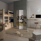 JAPANESE FLOCK OF CRANES Decorative 3-Panel Room Divider