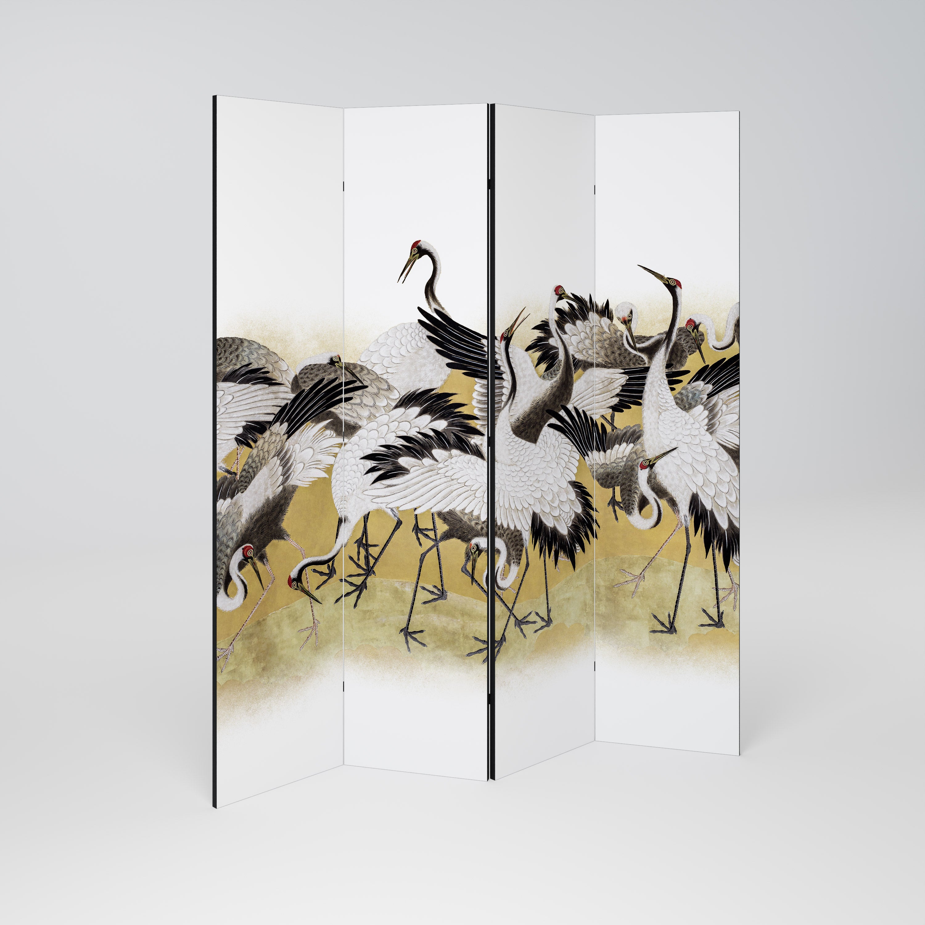 JAPANESE FLOCK OF CRANES Biombo de 4 Painéis