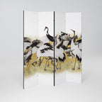 JAPANESE FLOCK OF CRANES Decorative 4-Panel Room Divider