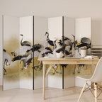 JAPANESE FLOCK OF CRANES Biombo de 6 Painéis