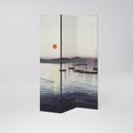 BOATS AND SETTING SUN Decorative 3-Panel Room Divider