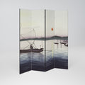 BOATS AND SETTING SUN Decorative 4-Panel Room Divider