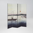 BOATS AND SETTING SUN Decorative 4-Panel Room Divider