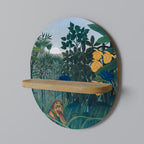 THE REPAST OF THE LION Prateleira Oval Decorativa em Efeito Carvalho