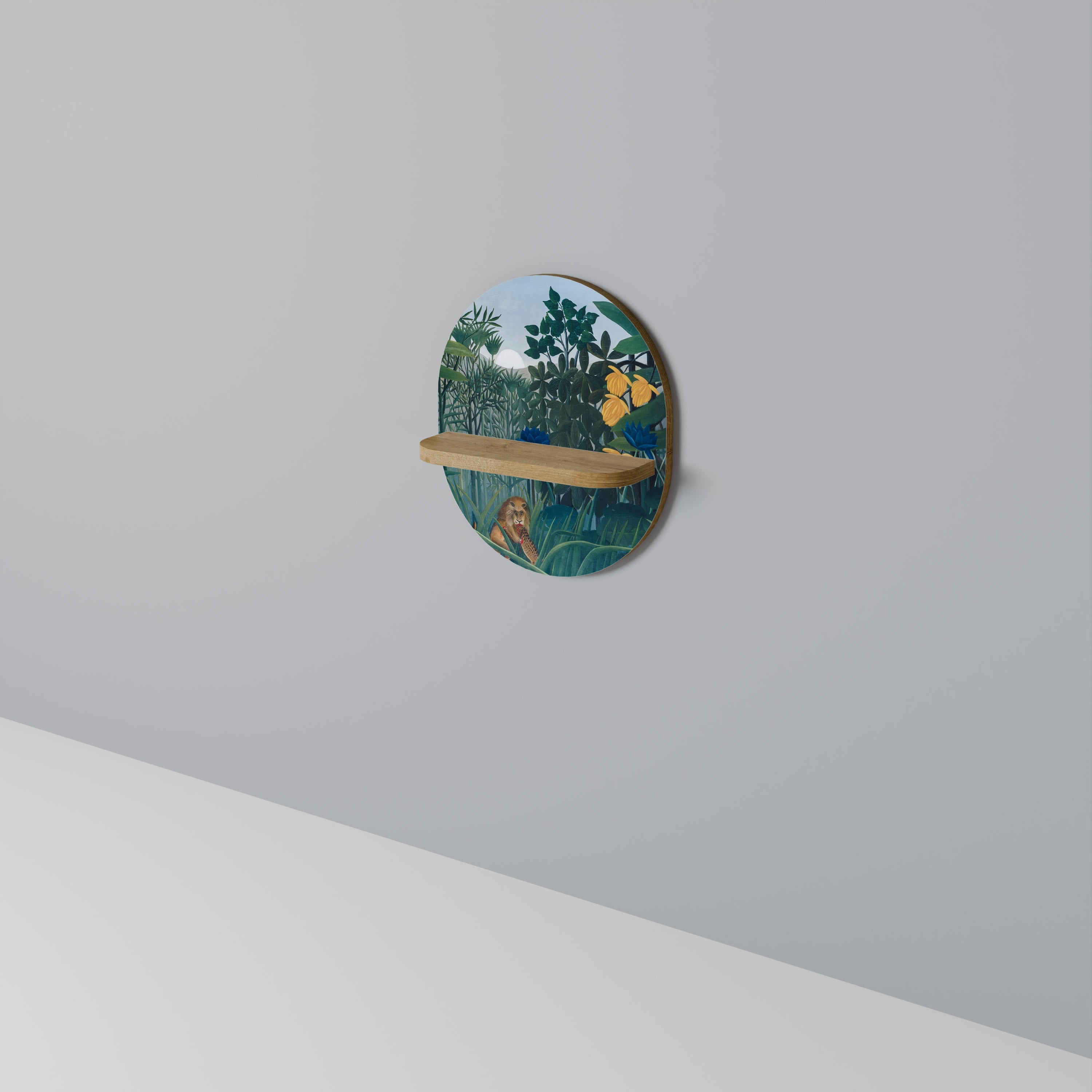 THE REPAST OF THE LION Prateleira Oval Decorativa em Efeito Carvalho