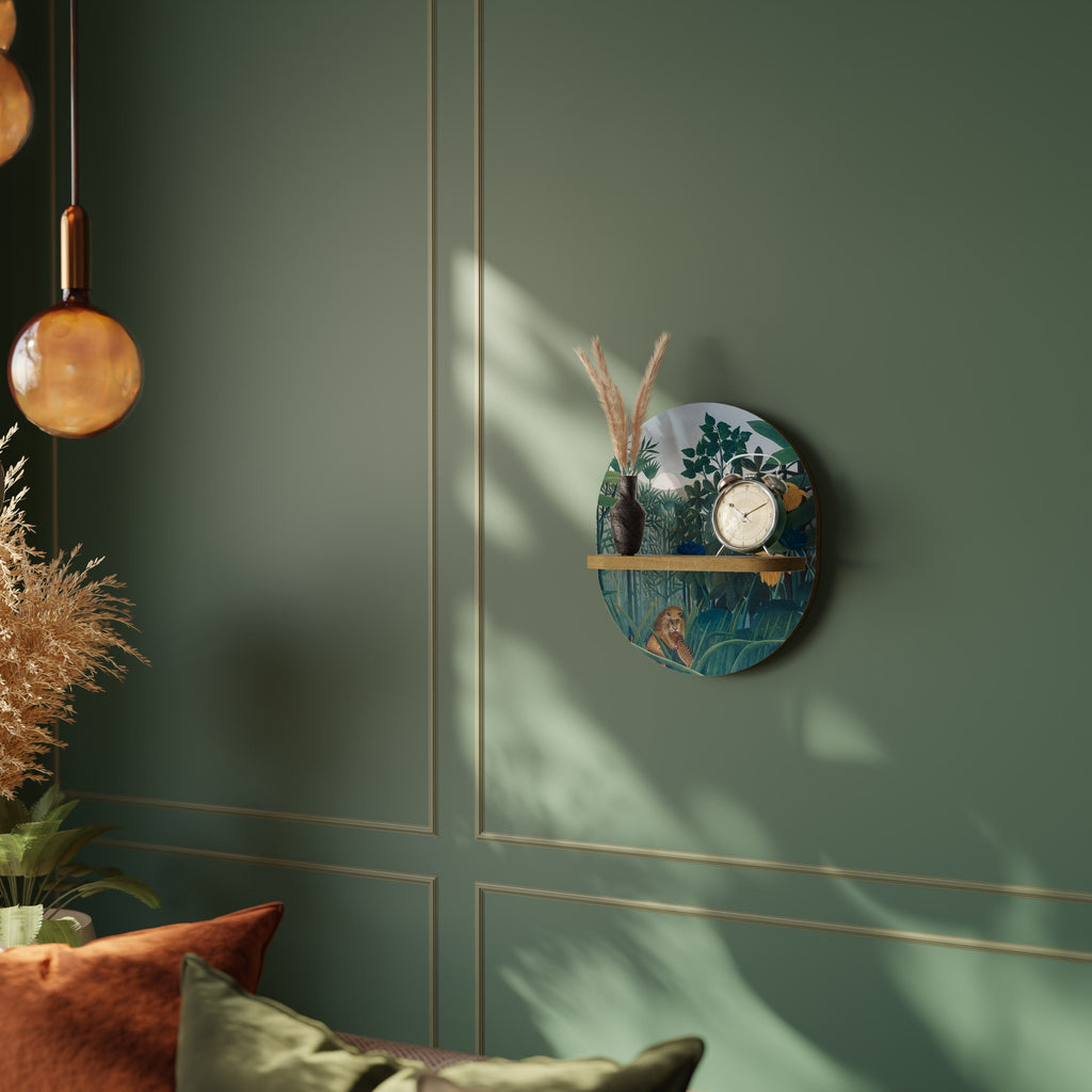 THE REPAST OF THE LION Prateleira Oval Decorativa em Efeito Carvalho