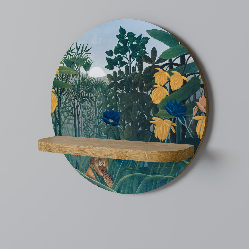 THE REPAST OF THE LION Prateleira Redonda Decorativa em Efeito Carvalho