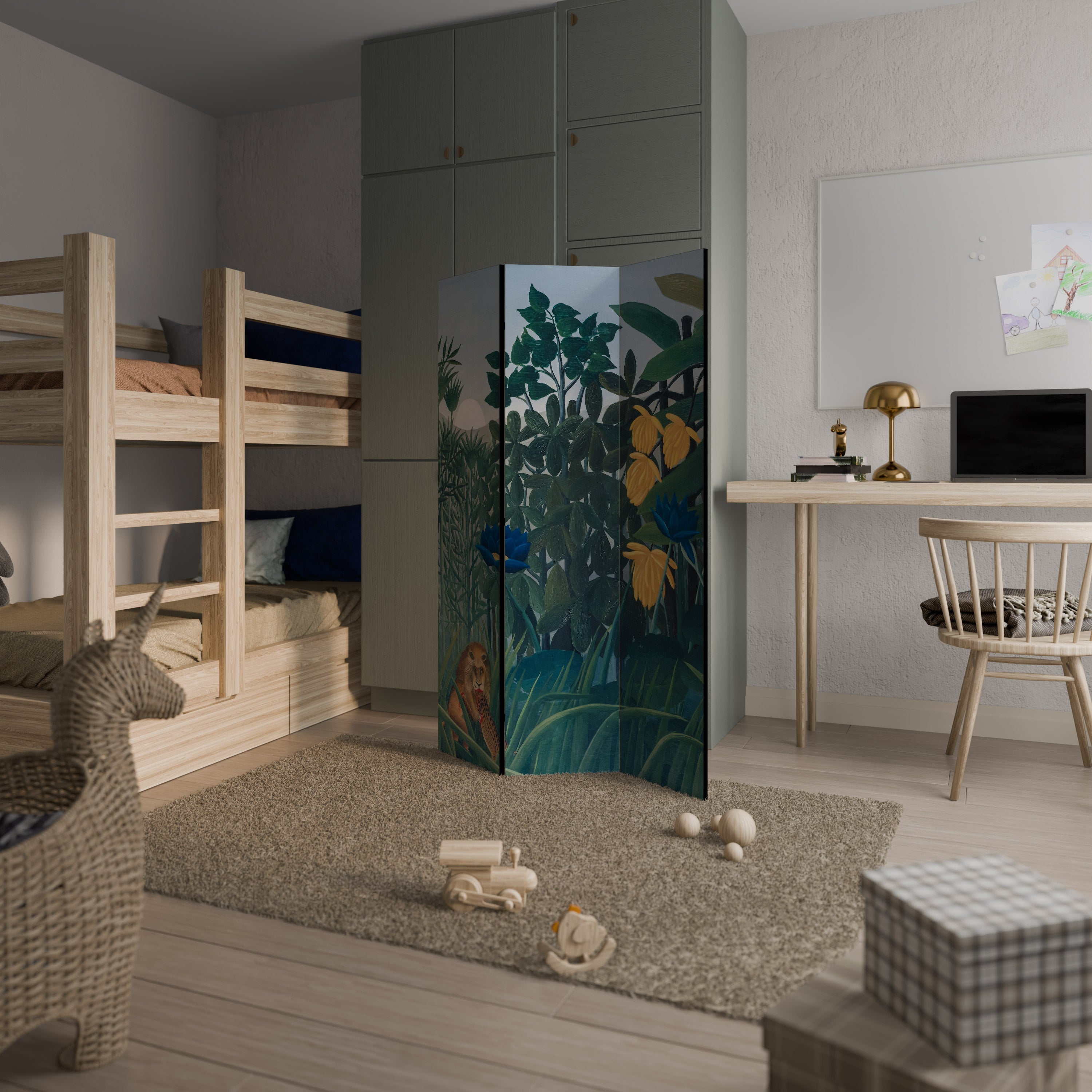 THE REPAST OF THE LION Decorative 3-Panel Room Divider