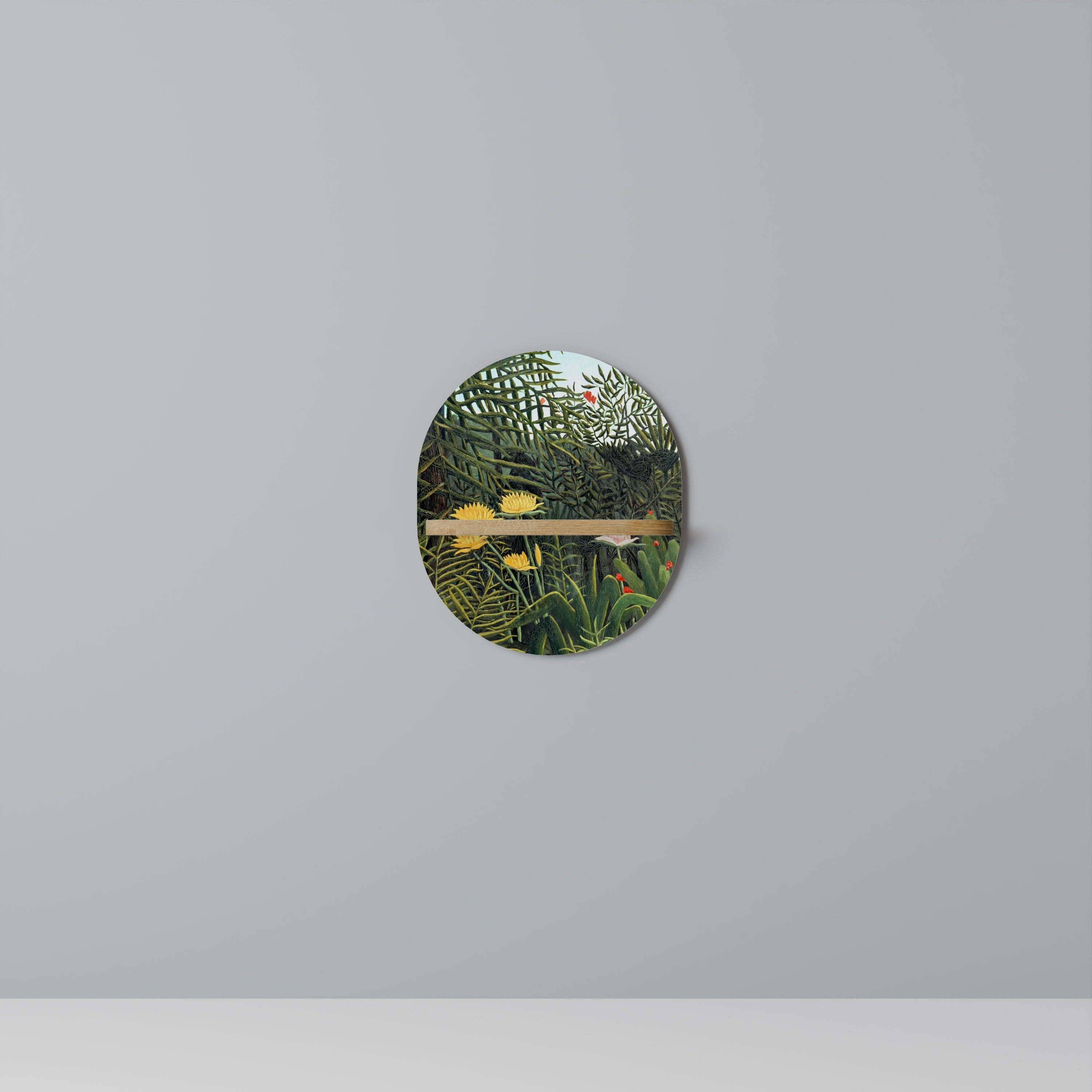 VIRGIN FOREST WITH SUNSET Prateleira Oval Decorativa em Efeito Carvalho