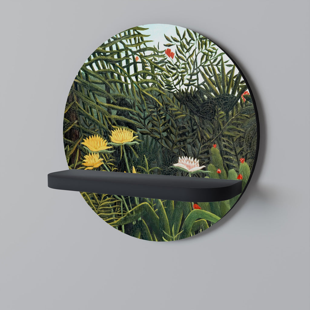 VIRGIN FOREST WITH SUNSET Prateleira Redonda Decorativa em Acabamento Preto
