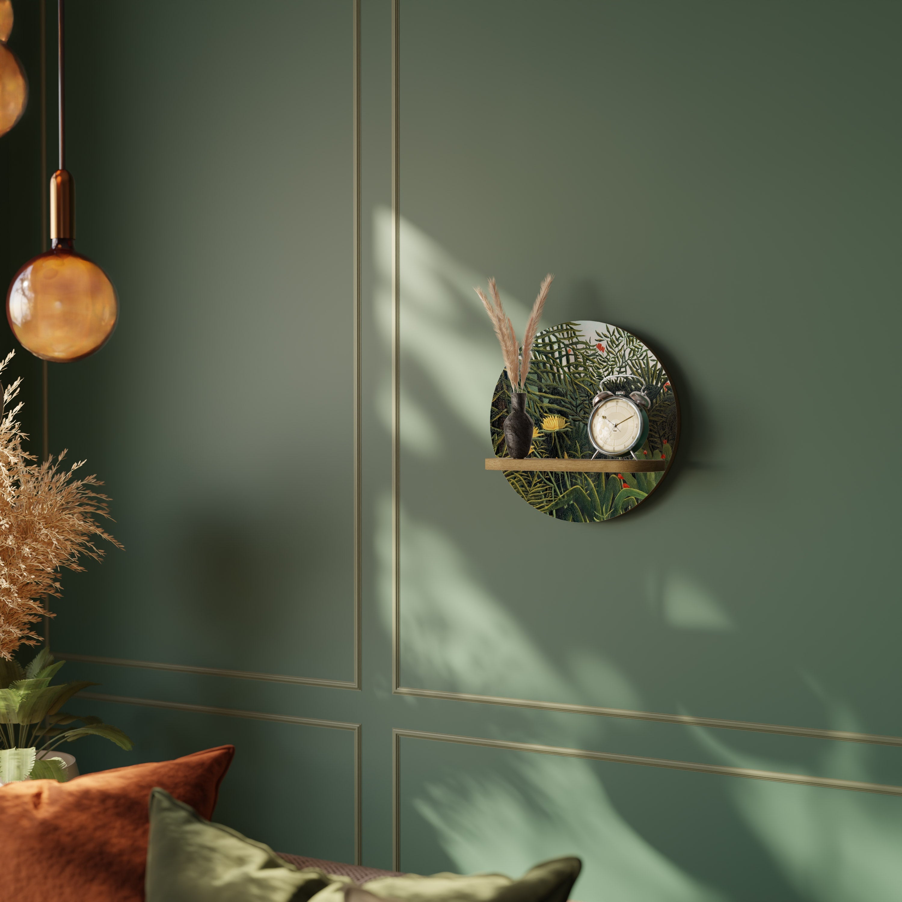 VIRGIN FOREST WITH SUNSET Prateleira Redonda Decorativa em Efeito Carvalho