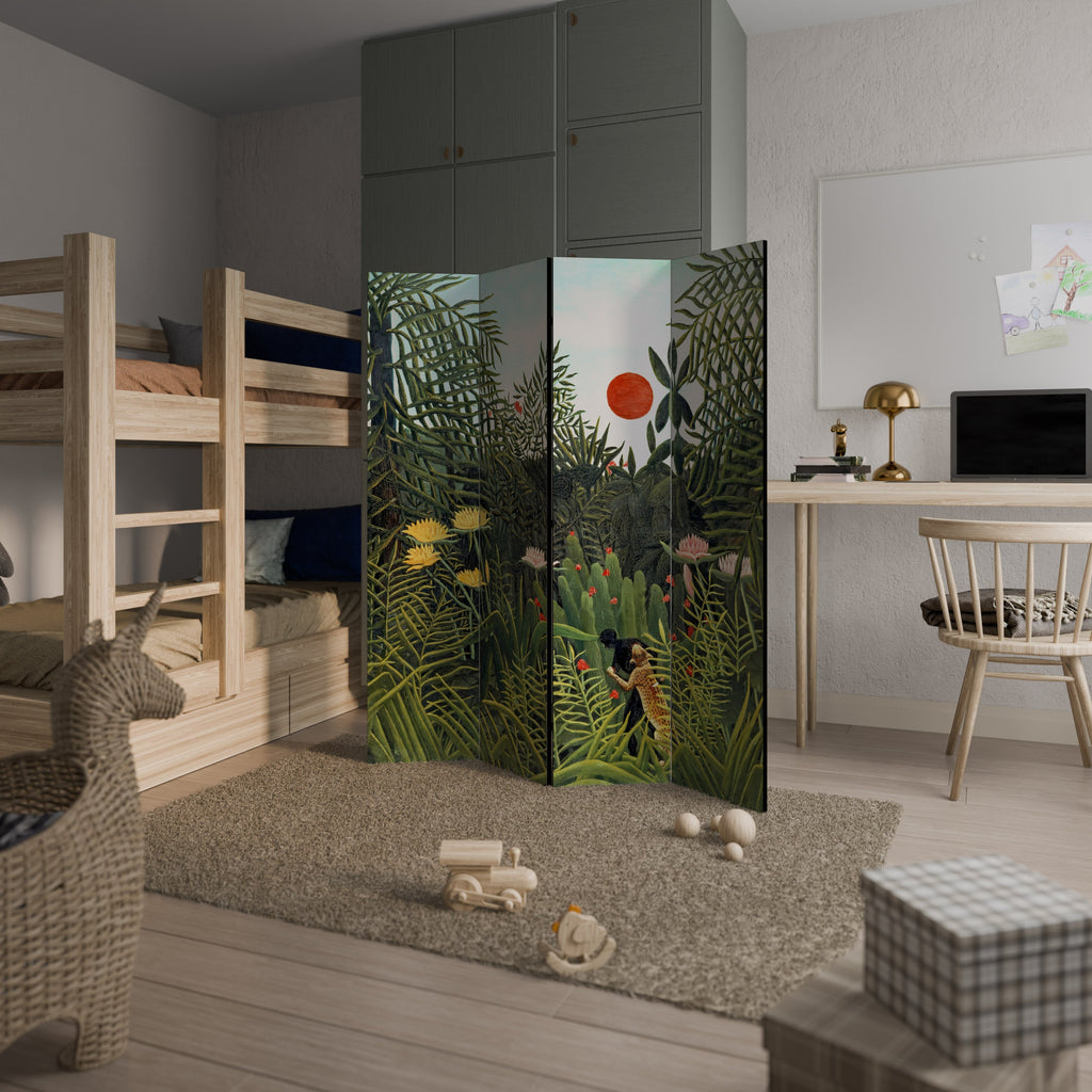 VIRGIN FOREST WITH SUNSET Decorative 4-Panel Room Divider