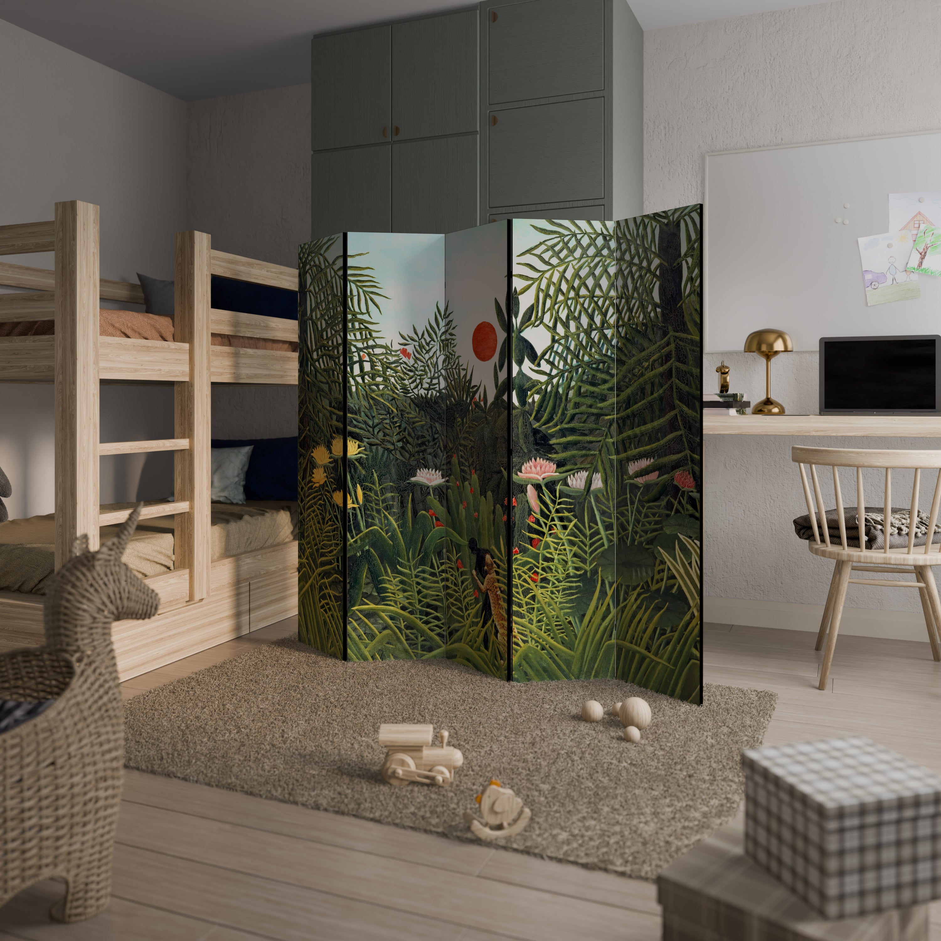 VIRGIN FOREST WITH SUNSET 5-Panel Room Divider