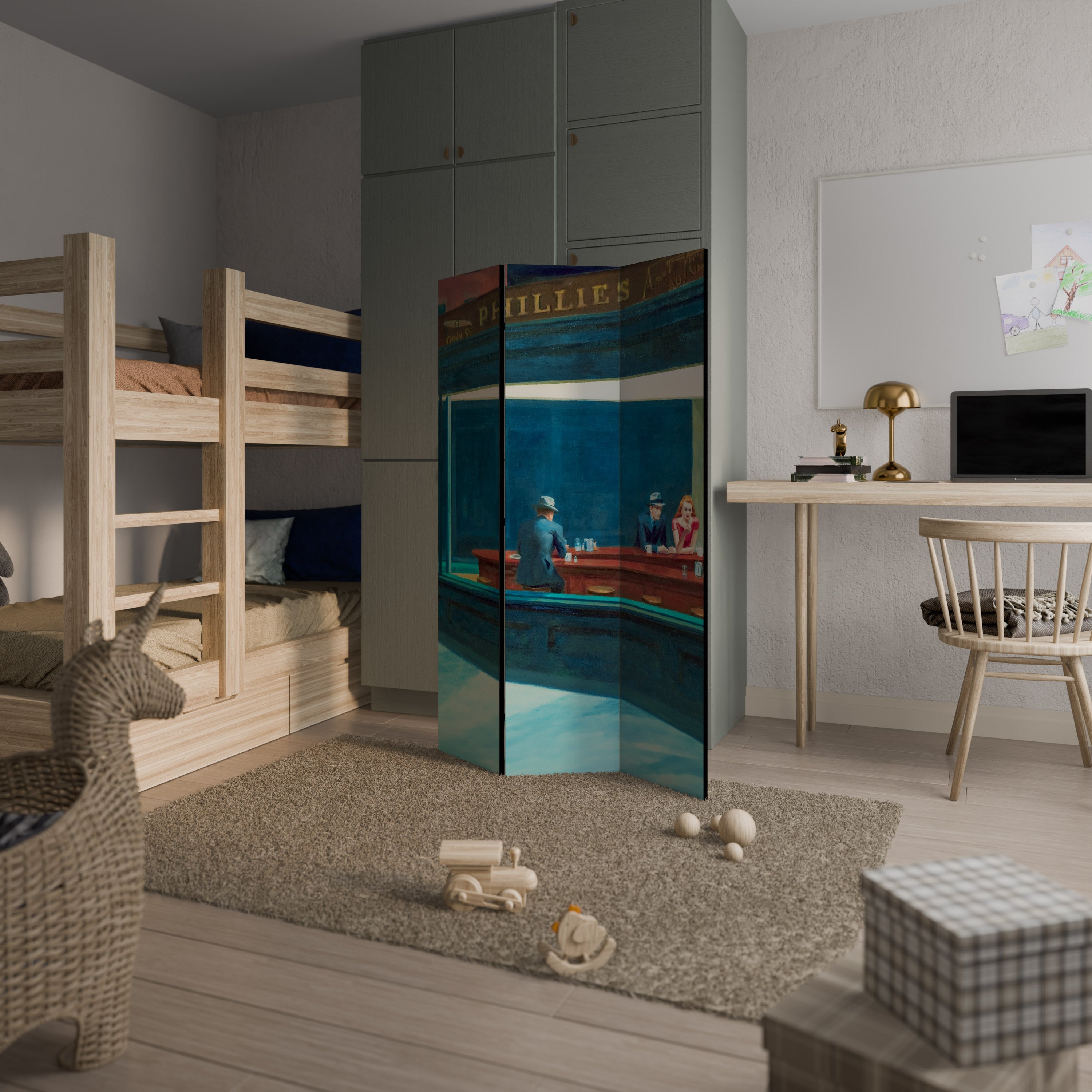 NIGHTHAWKS Decorative 3-Panel Room Divider