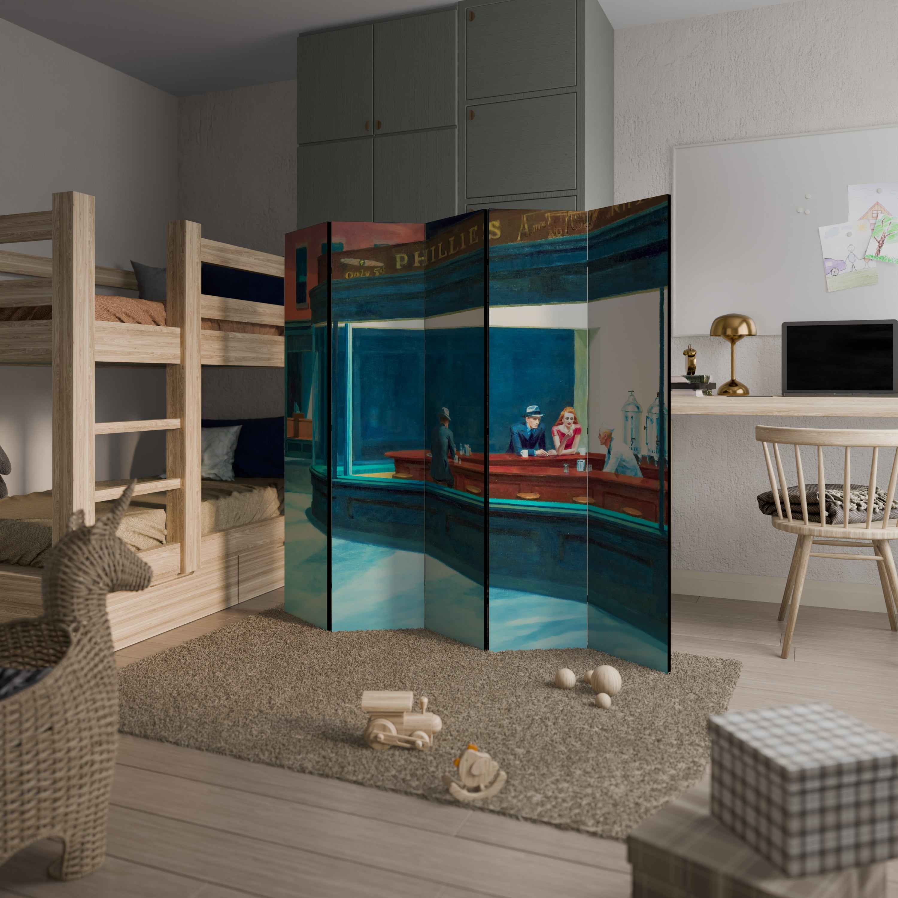 NIGHTHAWKS Decorative 5-Panel Room Divider