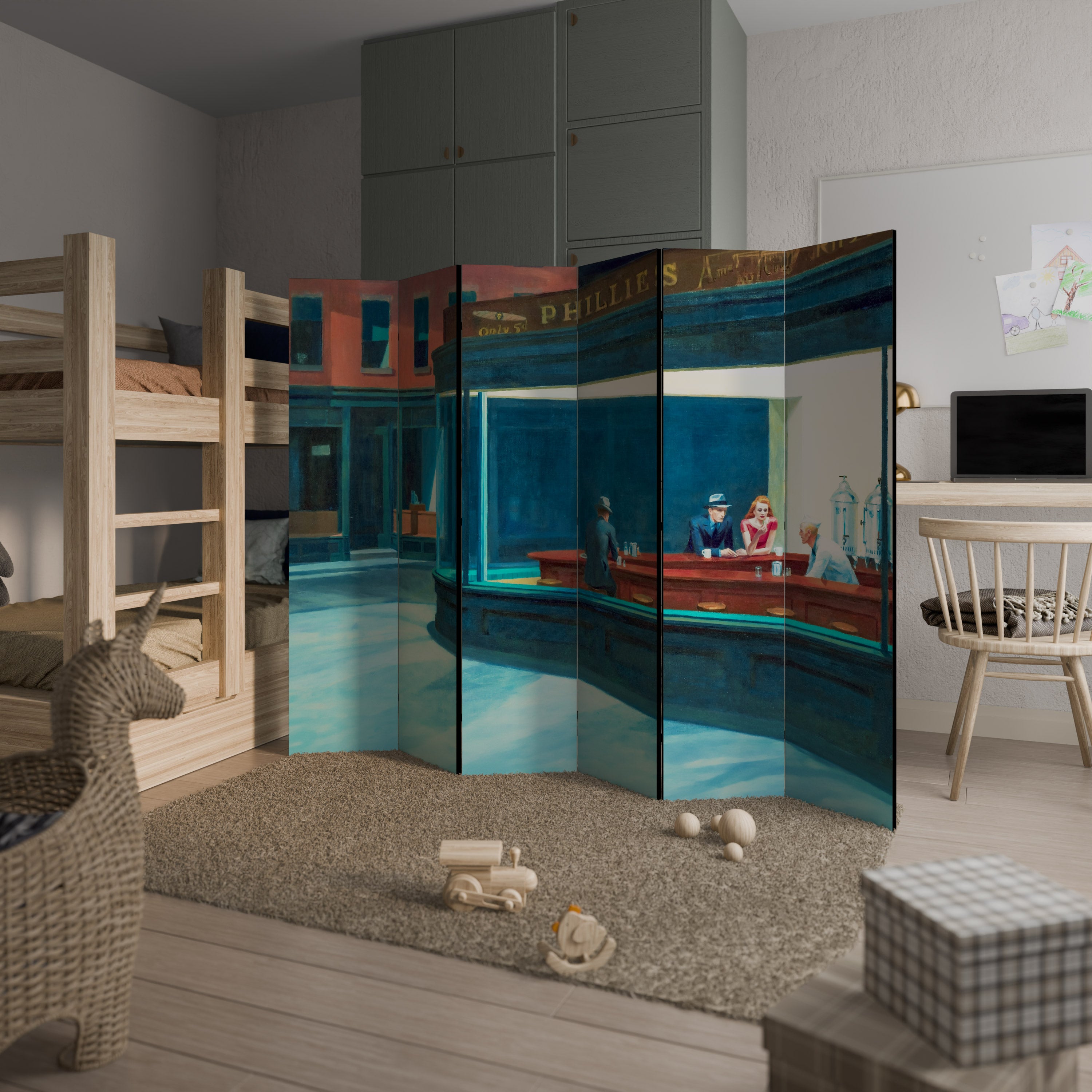 NIGHTHAWKS Biombo de 6 Painéis