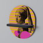 HER WITH A PEARL Prateleira Oval Decorativa em Acabamento Preto