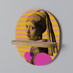 HER WITH A PEARL Oval Art Shelf In Oak Effect