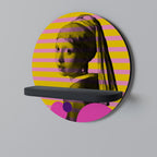 HER WITH A PEARL Prateleira Redonda Decorativa em Acabamento Preto