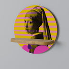 HER WITH A PEARL Round Art Shelf In Oak Effect