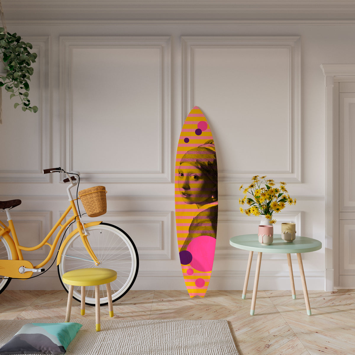 HER WITH A PEARL Painel Decorativo Prancha de Surf