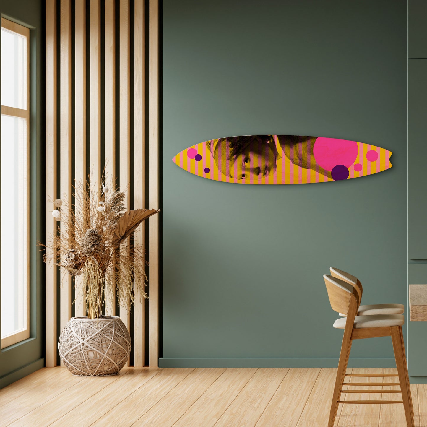 HER WITH A PEARL Painel Decorativo Prancha de Surf
