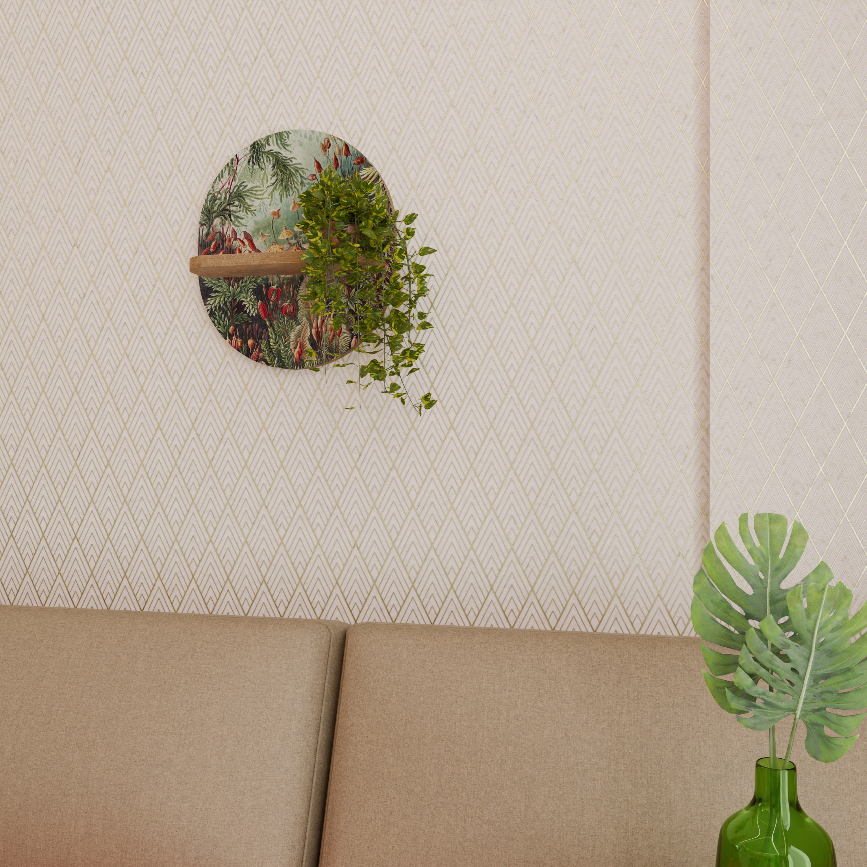 MUSCINAE LAUBMOOSE Prateleira Oval Decorativa em Efeito Carvalho