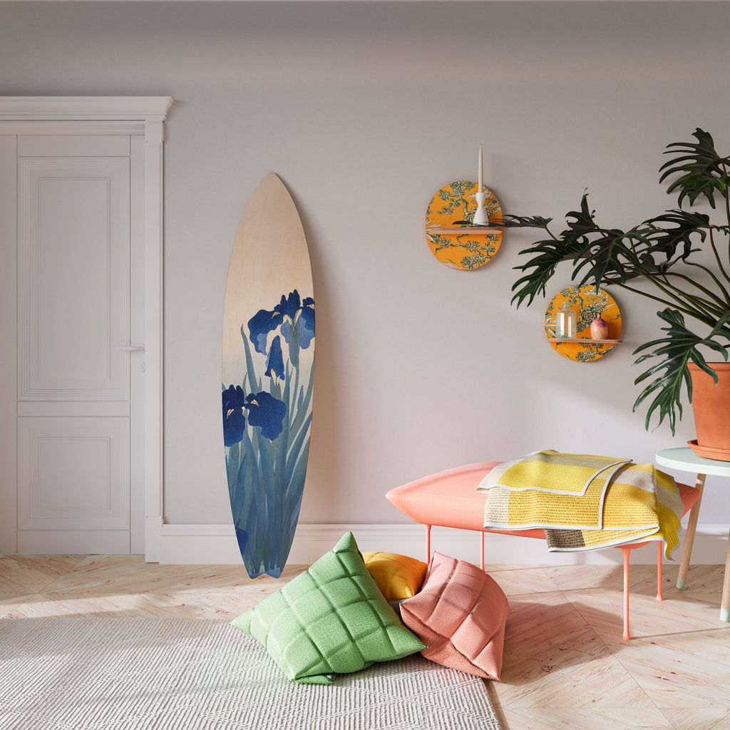 BLUE FLORAL RIDE Painel Decorativo Prancha de Surf
