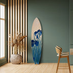 BLUE FLORAL RIDE Painel Decorativo Prancha de Surf