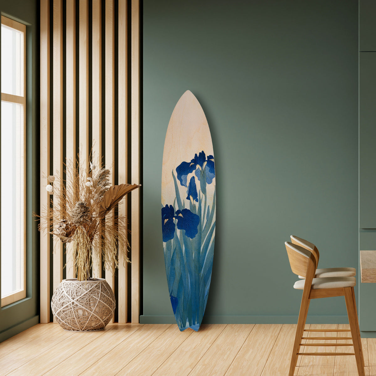 BLUE FLORAL RIDE Surfboard Decorative Panel