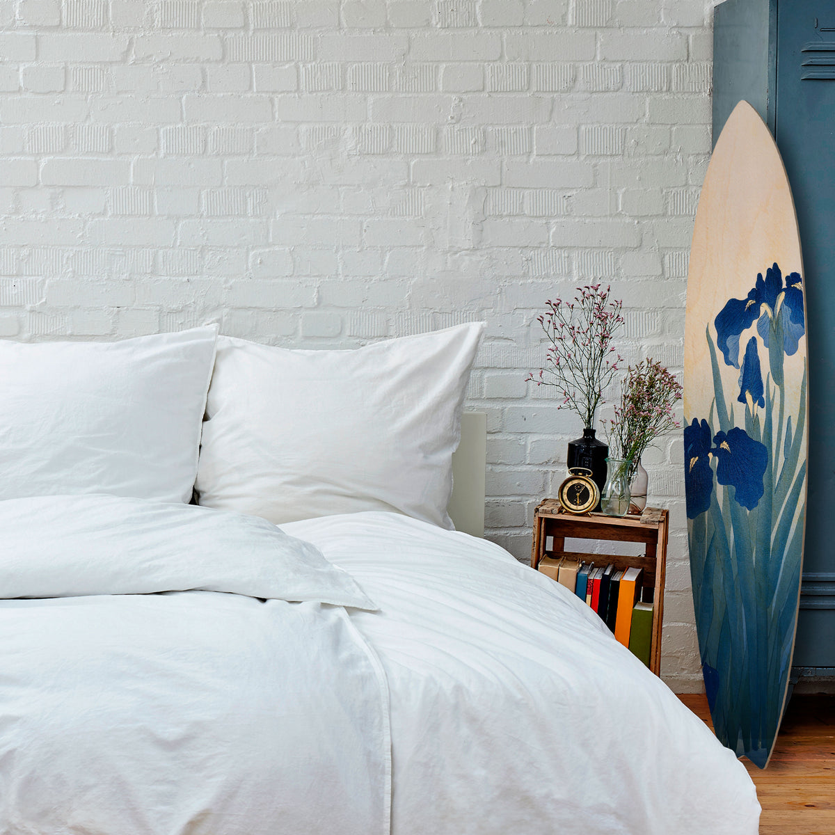 BLUE FLORAL RIDE Painel Decorativo Prancha de Surf