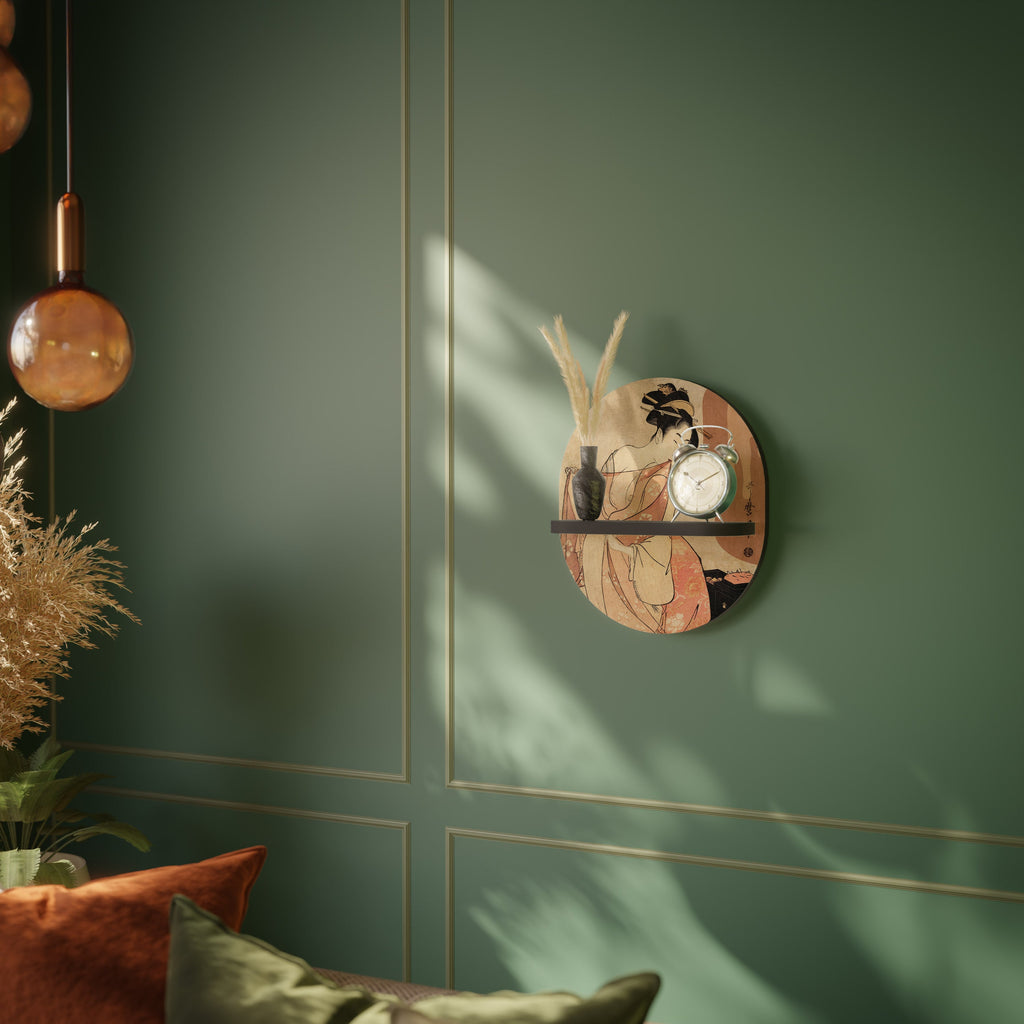 WOMAN, CAT AND EXTRA BROWN Prateleira Oval Decorativa em Acabamento Preto