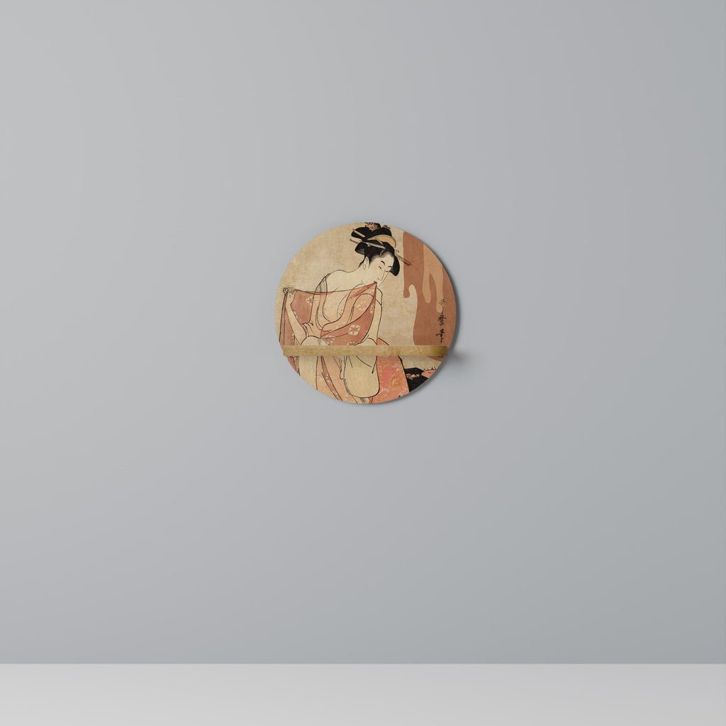 WOMAN, CAT AND EXTRA BROWN Prateleira Redonda Decorativa em Efeito Carvalho