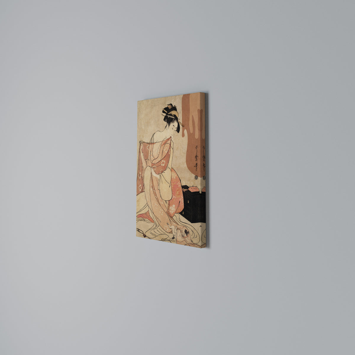 WOMAN, CAT AND EXTRA BROWN Quadro em tela vertical