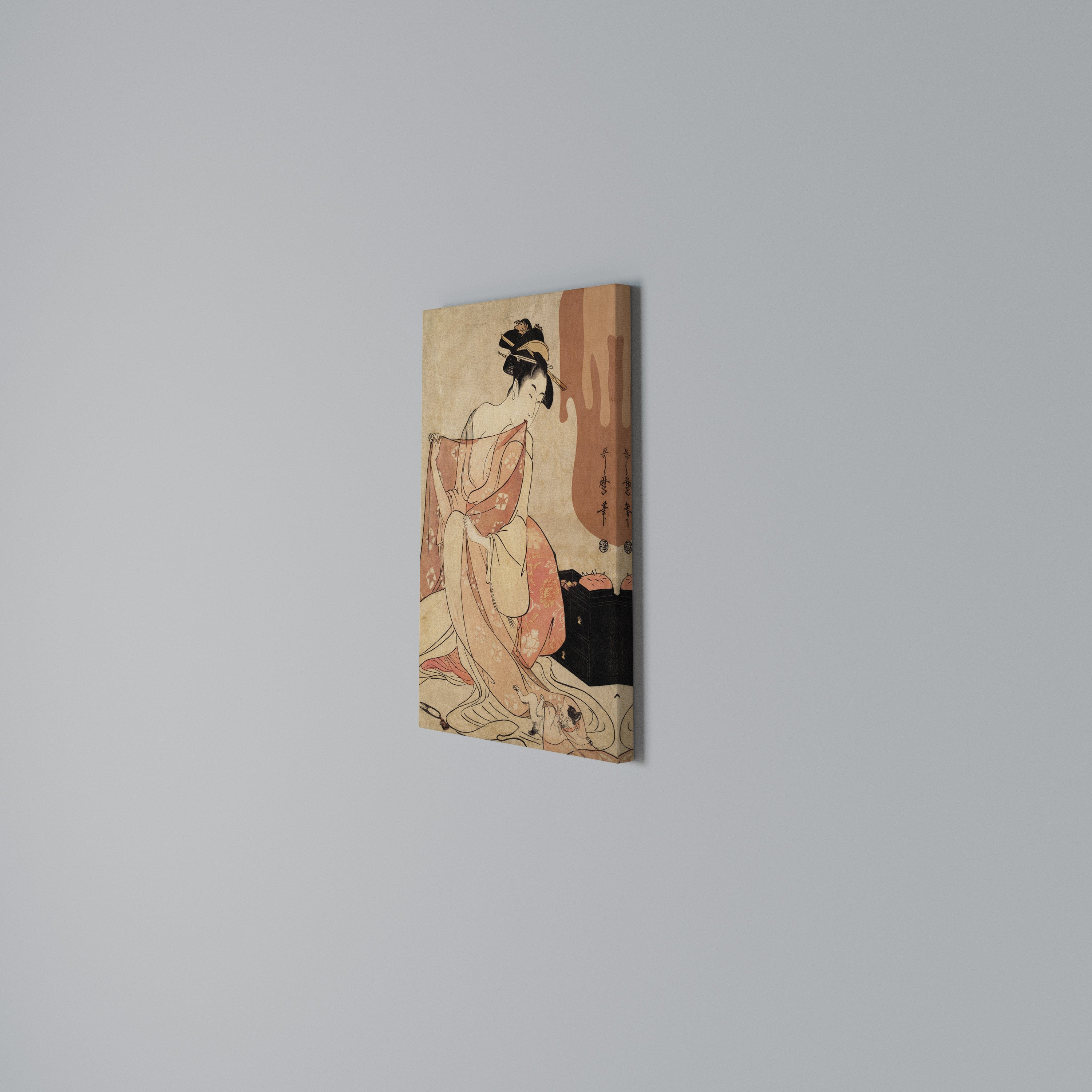 WOMAN, CAT AND EXTRA BROWN Quadro em tela vertical