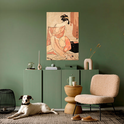 WOMAN, CAT AND EXTRA BROWN Quadro em tela vertical